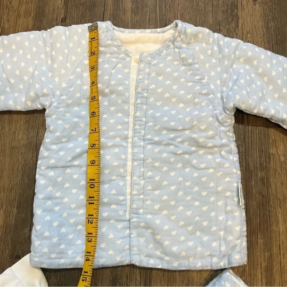 Kids Heart Shape White Blue Padded Matching Set Jacket/Pants Size 18-24 Months